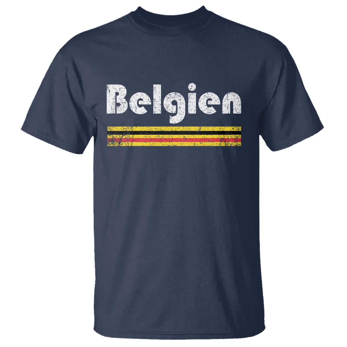 Retro Belgien Belgium Flag Distressed Graphic in German T Shirt Proud Belgian Heritage and Country Roots Pride Gift TS02 Navy Print Your Wear