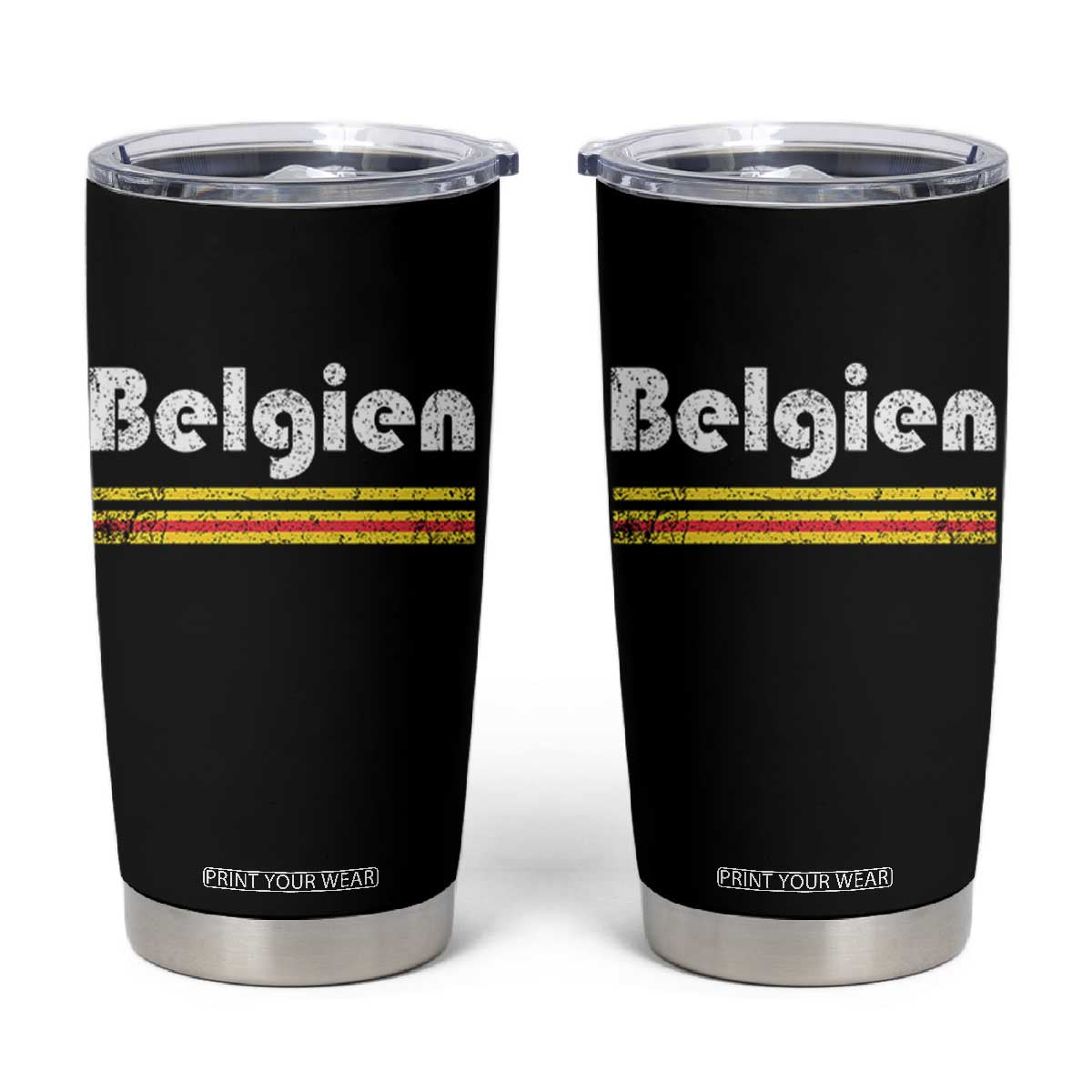 Retro Belgien Belgium Flag Distressed Graphic in German Tumbler Cup Proud Belgian Heritage and Country Roots Pride Gift TS02 Black Print Your Wear