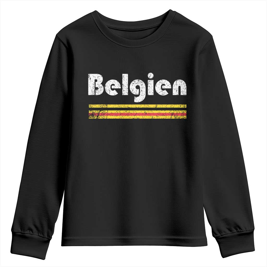 Retro Belgien Belgium Flag Distressed Graphic in German Youth Sweatshirt Proud Belgian Heritage and Country Roots Pride Gift TS02 Black Print Your Wear