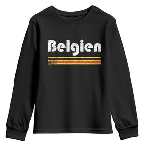 Retro Belgien Belgium Flag Distressed Graphic in German Youth Sweatshirt Proud Belgian Heritage and Country Roots Pride Gift TS02 Black Print Your Wear