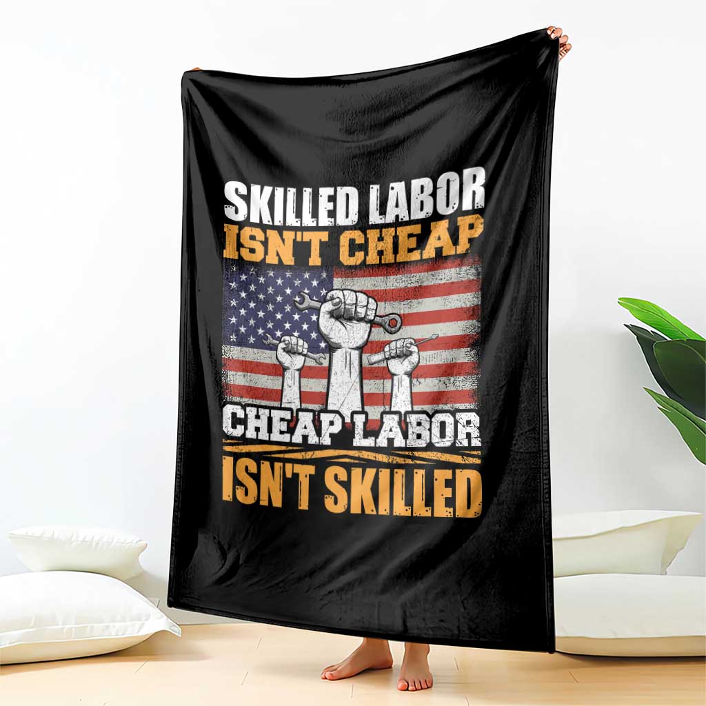 Skilled Labor Patriotic USA Flag Throw Blanket Blue Collar Trade Union Hand Tools Pride Graphic TS02 Print Your Wear
