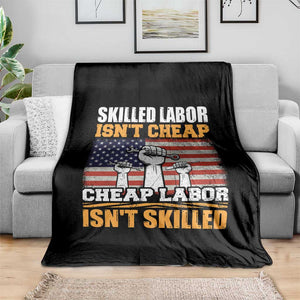 Skilled Labor Patriotic USA Flag Throw Blanket Blue Collar Trade Union Hand Tools Pride Graphic TS02 Print Your Wear