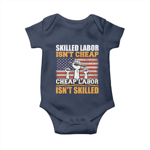 Skilled Labor Patriotic USA Flag Baby Onesie Blue Collar Trade Union Hand Tools Pride Graphic TS02 Navy Print Your Wear