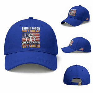 Skilled Labor Patriotic USA Flag Baseball Cap Blue Collar Trade Union Hand Tools Pride Graphic TS02 Baseball Cap Universal Fit Royal Blue Print Your Wear
