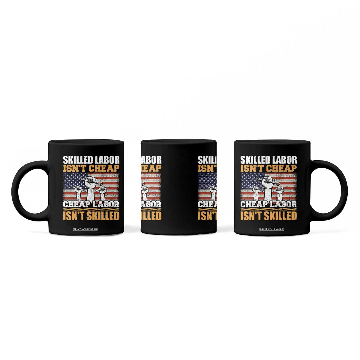 Skilled Labor Patriotic USA Flag Coffee Mug Blue Collar Trade Union Hand Tools Pride Graphic TS02 Print Your Wear