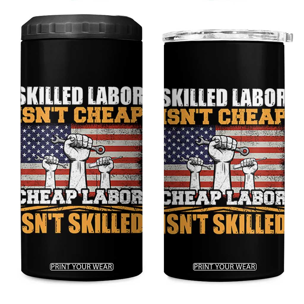 Skilled Labor Patriotic USA Flag 4 in 1 Can Cooler Tumbler Blue Collar Trade Union Hand Tools Pride Graphic TS02 One Size: 16 oz Black Print Your Wear
