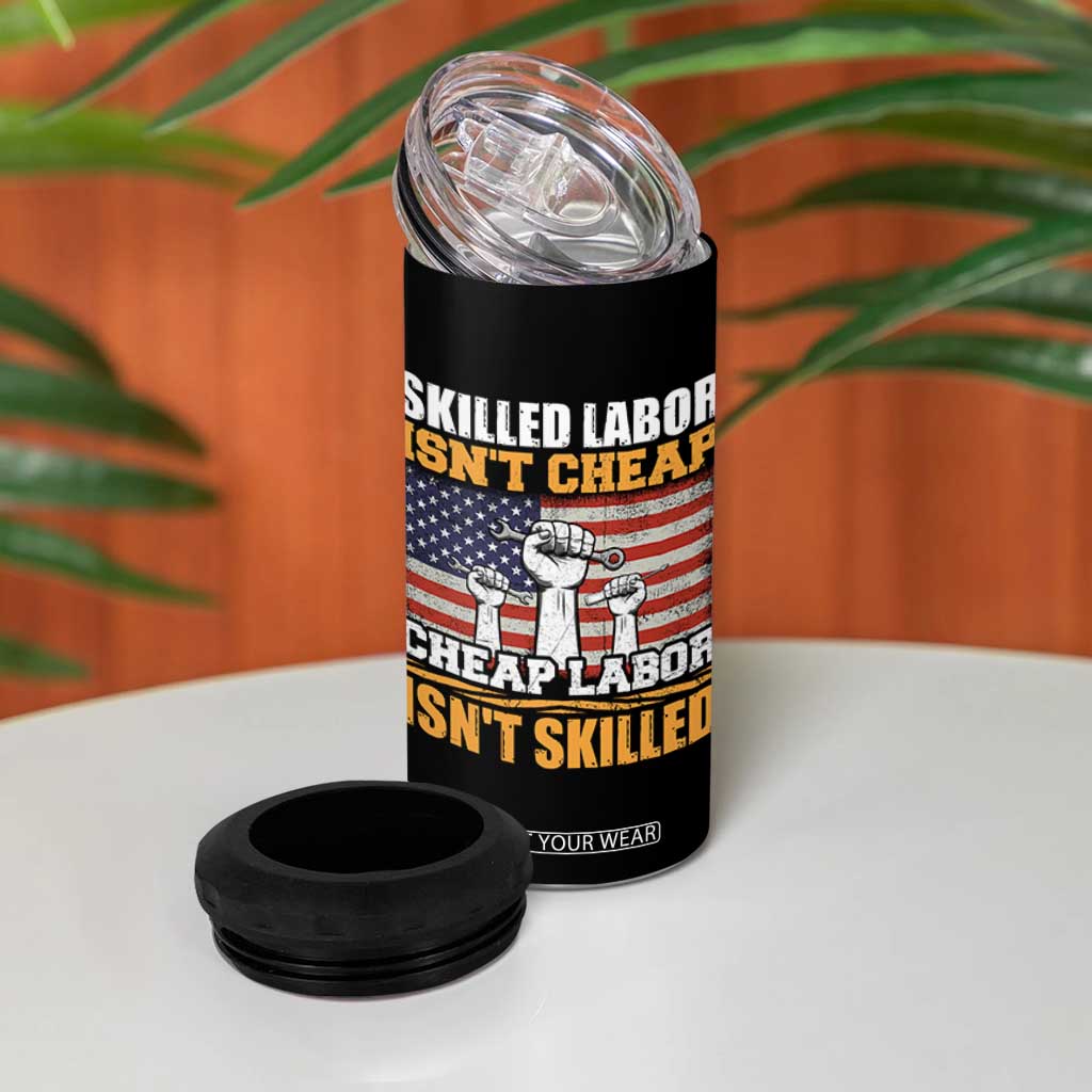 Skilled Labor Patriotic USA Flag 4 in 1 Can Cooler Tumbler Blue Collar Trade Union Hand Tools Pride Graphic TS02 Print Your Wear