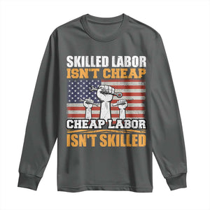 Skilled Labor Patriotic USA Flag Long Sleeve Shirt Blue Collar Trade Union Hand Tools Pride Graphic TS02 Dark Heather Print Your Wear