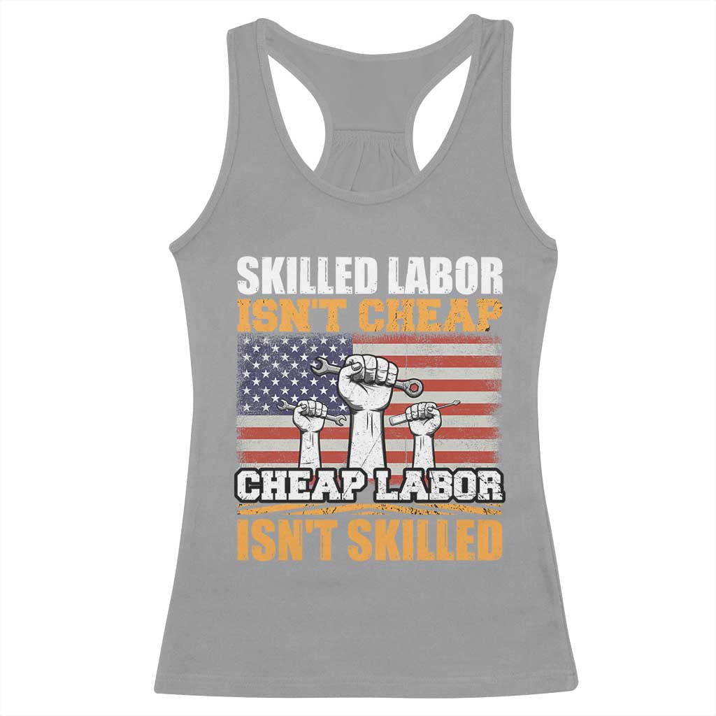 Skilled Labor Patriotic USA Flag Racerback Tank Top Blue Collar Trade Union Hand Tools Pride Graphic TS02 Sport Gray Print Your Wear