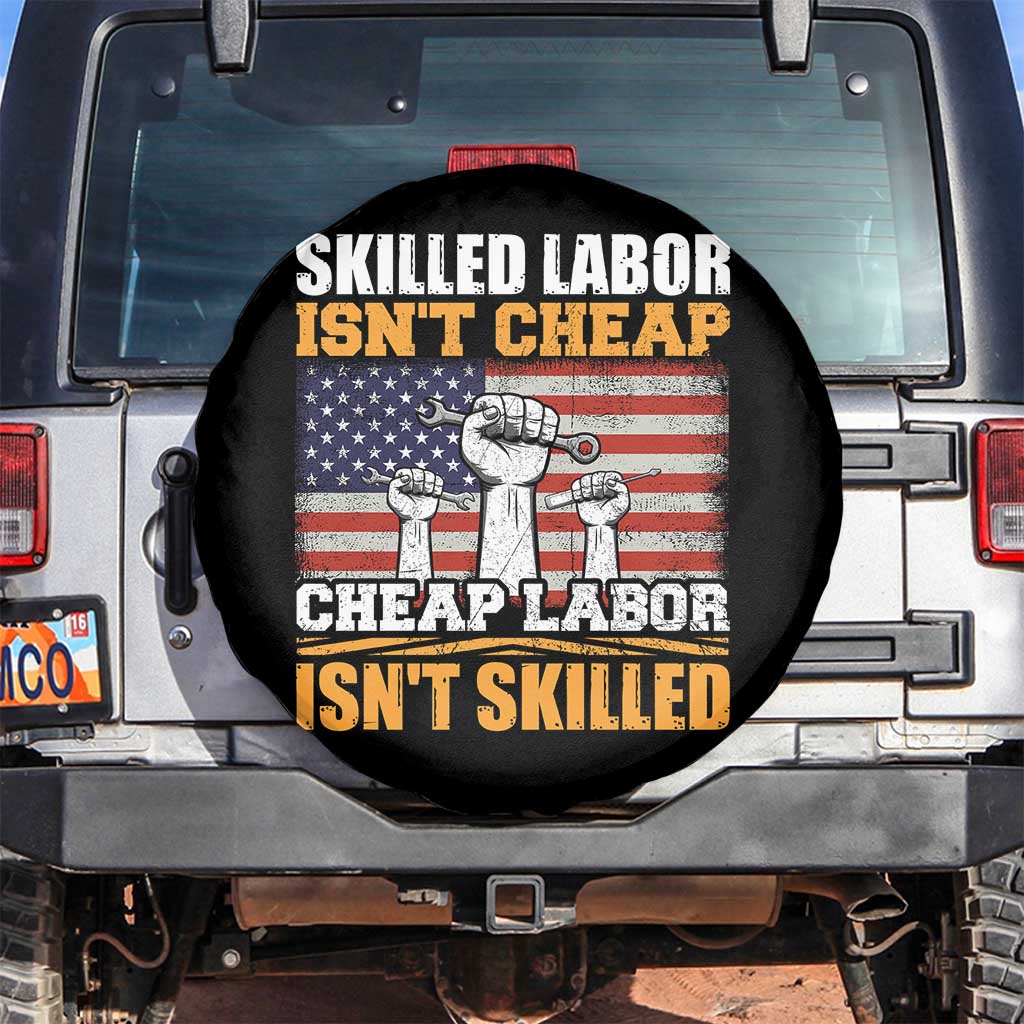 Skilled Labor Patriotic USA Flag Spare Tire Cover Blue Collar Trade Union Hand Tools Pride Graphic TS02 No hole Black Print Your Wear