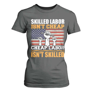 Skilled Labor Patriotic USA Flag T Shirt For Women Blue Collar Trade Union Hand Tools Pride Graphic TS02 Dark Heather Print Your Wear