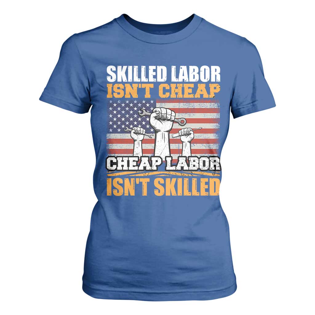 Skilled Labor Patriotic USA Flag T Shirt For Women Blue Collar Trade Union Hand Tools Pride Graphic TS02 Royal Blue Print Your Wear