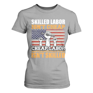 Skilled Labor Patriotic USA Flag T Shirt For Women Blue Collar Trade Union Hand Tools Pride Graphic TS02 Sport Gray Print Your Wear