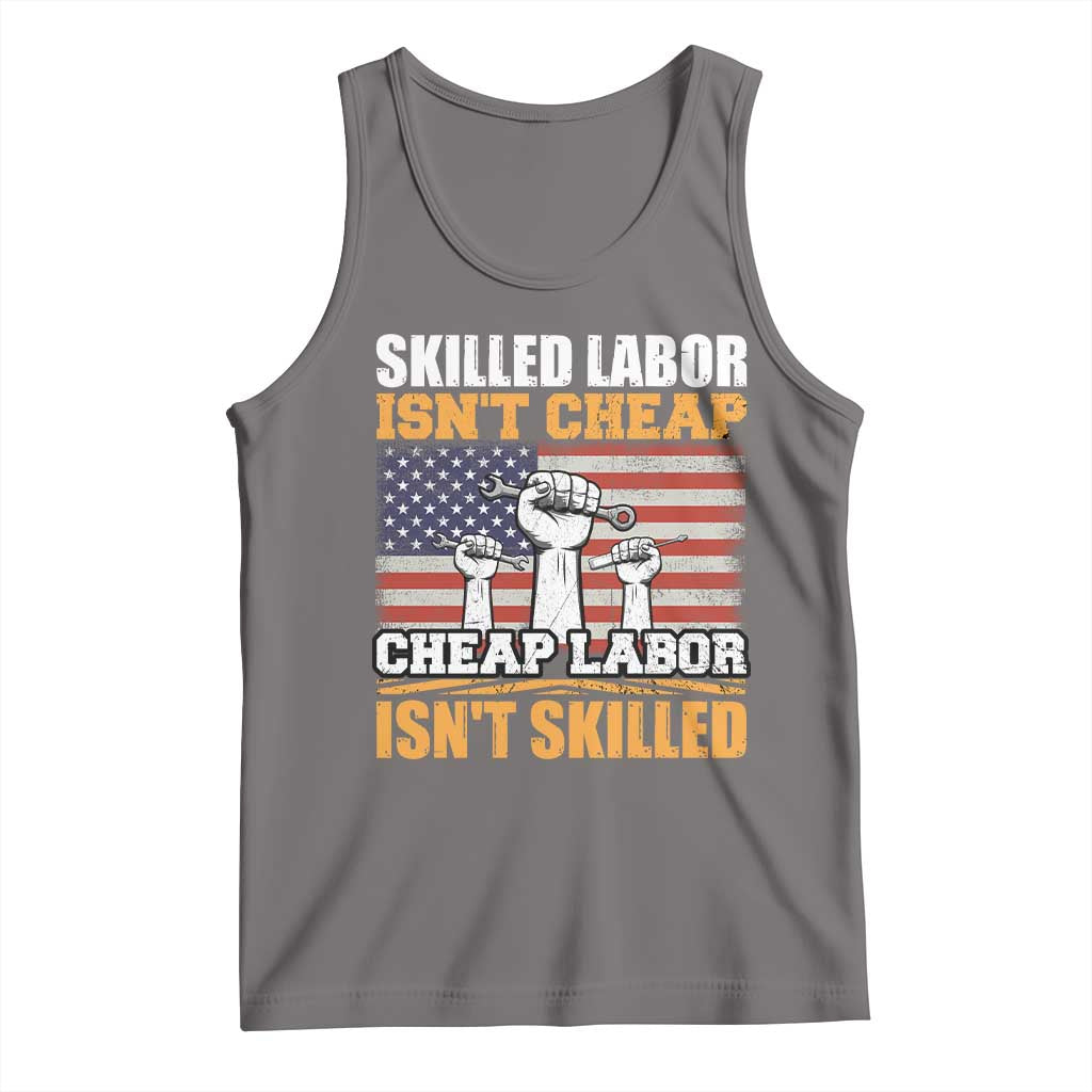 Skilled Labor Patriotic USA Flag Tank Top Blue Collar Trade Union Hand Tools Pride Graphic TS02 Deep Heather Print Your Wear