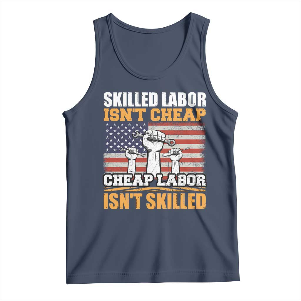 Skilled Labor Patriotic USA Flag Tank Top Blue Collar Trade Union Hand Tools Pride Graphic TS02 Navy Print Your Wear