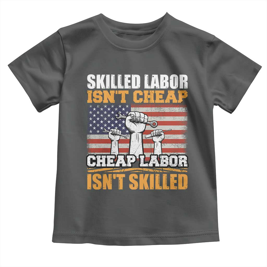 Skilled Labor Patriotic USA Flag Toddler T Shirt Blue Collar Trade Union Hand Tools Pride Graphic TS02 Dark Heather Print Your Wear
