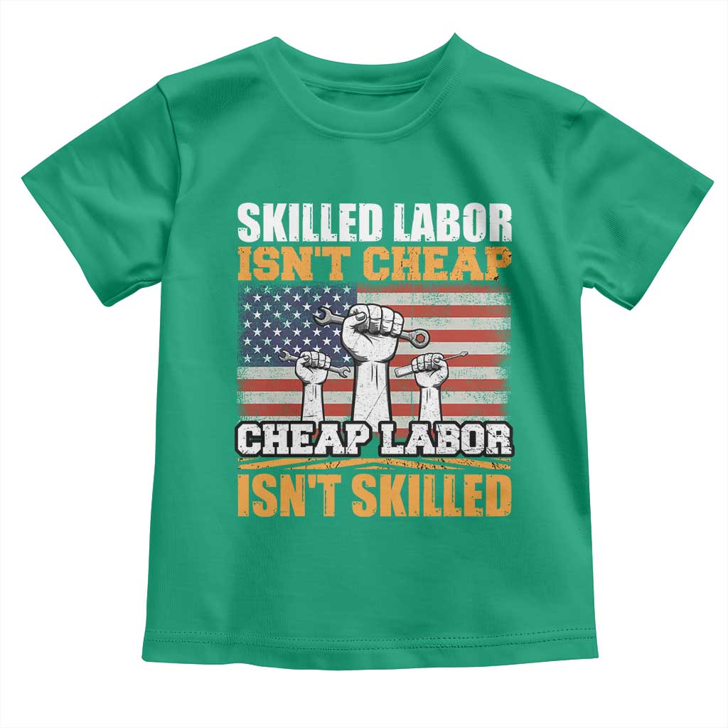 Skilled Labor Patriotic USA Flag Toddler T Shirt Blue Collar Trade Union Hand Tools Pride Graphic TS02 Irish Green Print Your Wear