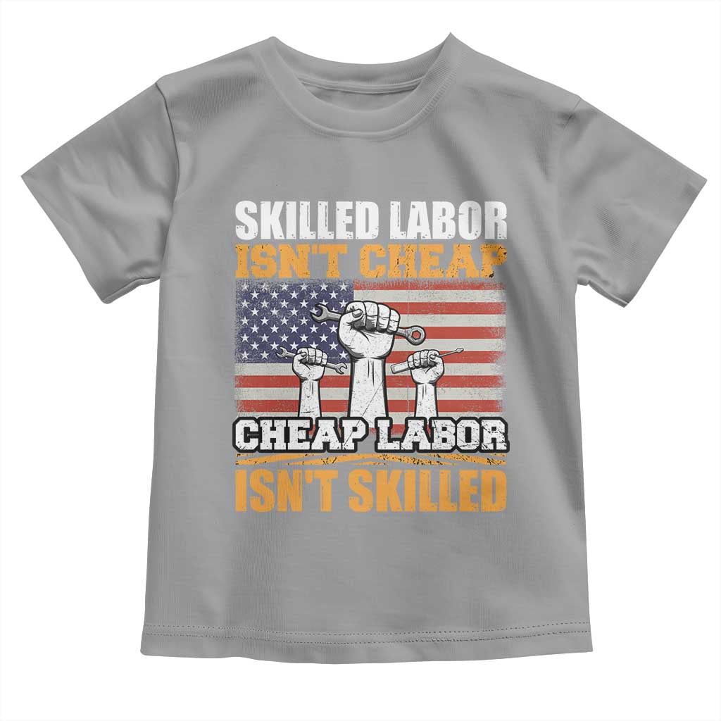 Skilled Labor Patriotic USA Flag Toddler T Shirt Blue Collar Trade Union Hand Tools Pride Graphic TS02 Sport Gray Print Your Wear