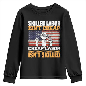 Skilled Labor Patriotic USA Flag Youth Sweatshirt Blue Collar Trade Union Hand Tools Pride Graphic TS02 Black Print Your Wear