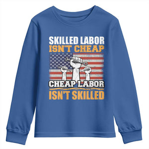 Skilled Labor Patriotic USA Flag Youth Sweatshirt Blue Collar Trade Union Hand Tools Pride Graphic TS02 Royal Blue Print Your Wear