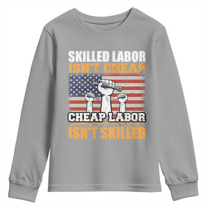 Skilled Labor Patriotic USA Flag Youth Sweatshirt Blue Collar Trade Union Hand Tools Pride Graphic TS02 Sport Gray Print Your Wear