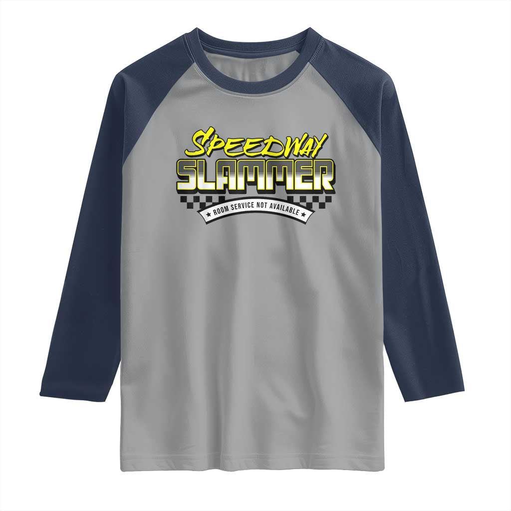 Speedway Slammer Indiana 2025 Raglan Shirt TS02 Sport Gray Navy Print Your Wear