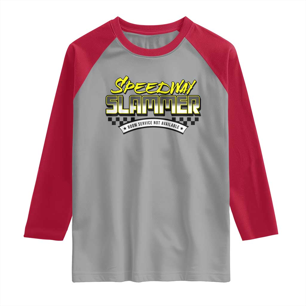 Speedway Slammer Indiana 2025 Raglan Shirt TS02 Sport Gray Red Print Your Wear