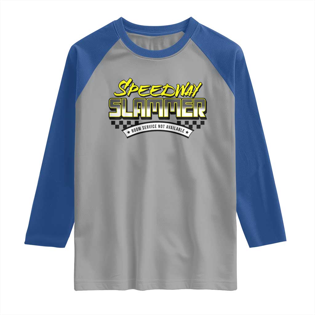 Speedway Slammer Indiana 2025 Raglan Shirt TS02 Sport Gray Royal Print Your Wear