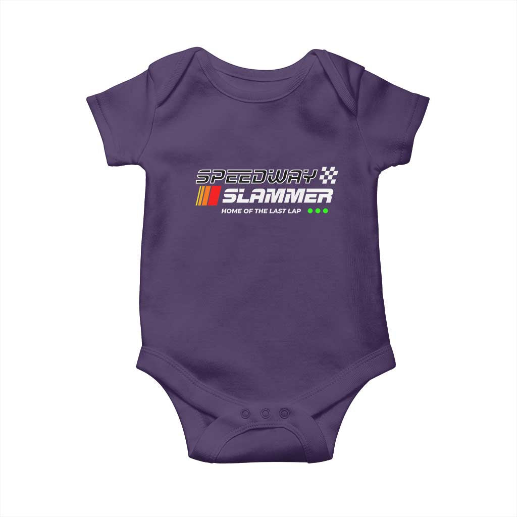 Speedway Slammer Racing 2025 Baby Onesie Home of The Last Lap TS02 Purple Print Your Wear