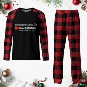 Speedway Slammer Racing 2025 Plaid Pajama Set Home of The Last Lap TS02 Buffalo Plaid Print Your Wear