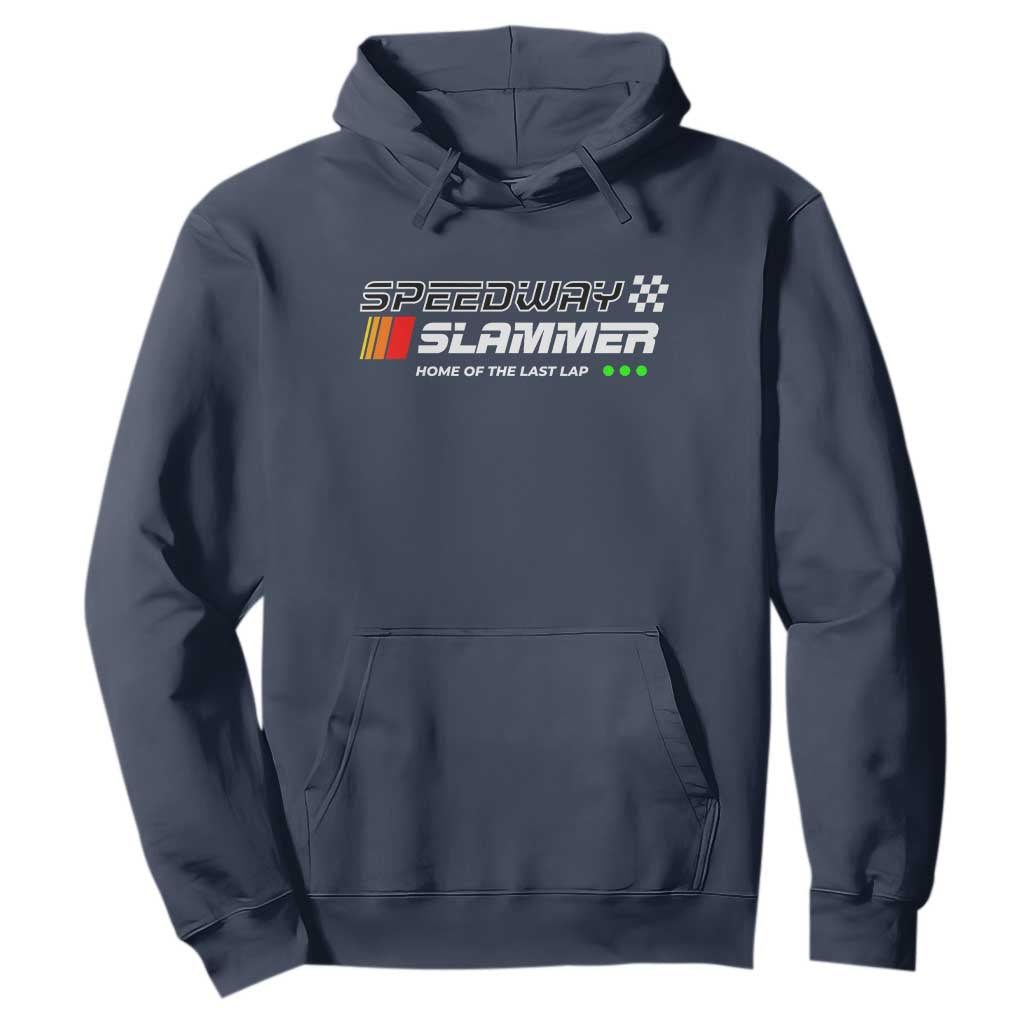 Speedway Slammer Racing 2025 Hoodie Home of The Last Lap TS02 Navy Print Your Wear