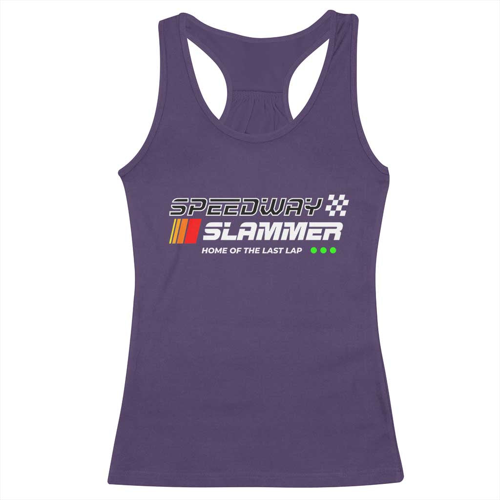 Speedway Slammer Racing 2025 Racerback Tank Top Home of The Last Lap TS02 Purple Print Your Wear
