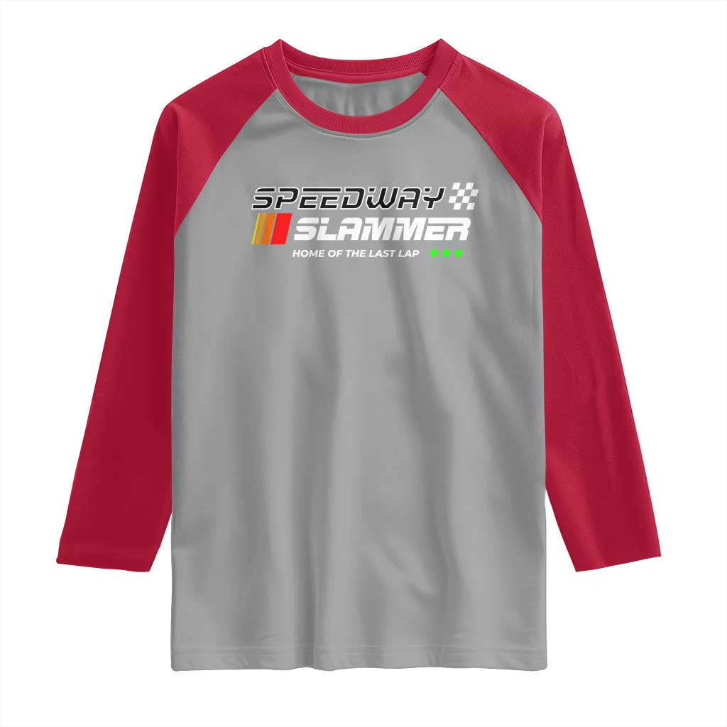 Speedway Slammer Racing 2025 Raglan Shirt Home of The Last Lap TS02 Sport Gray Red Print Your Wear