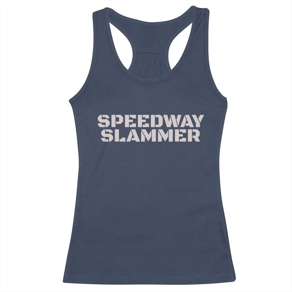 Speedway Slammer 2025 Racerback Tank Top Indiana Sarcastic TS02 Navy Print Your Wear