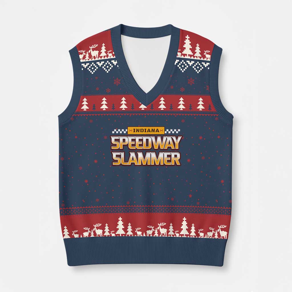Indiana Speedway Slammer 2025 V-Neck Knit Sweater Vest Detention Prison TS02 Navy Red Print Your Wear