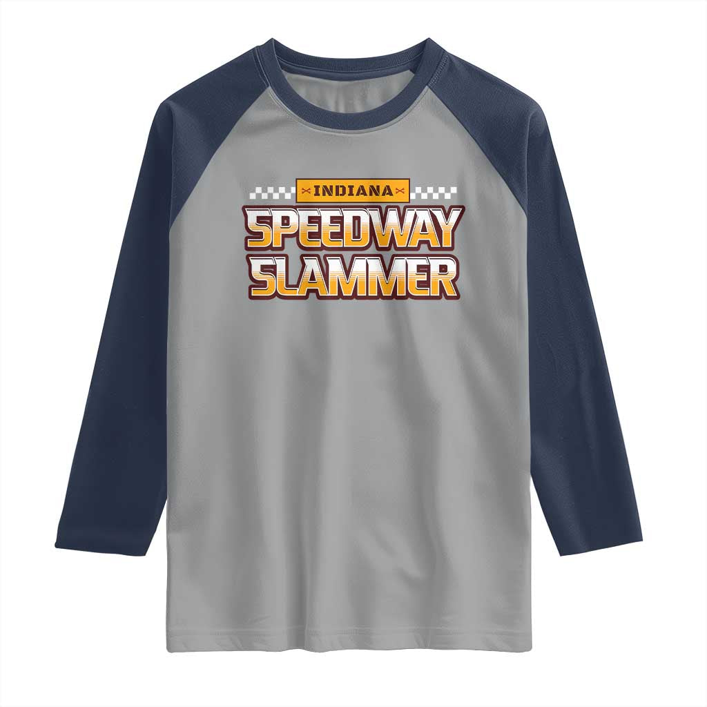 Indiana Speedway Slammer 2025 Raglan Shirt Detention Prison TS02 Sport Gray Navy Print Your Wear