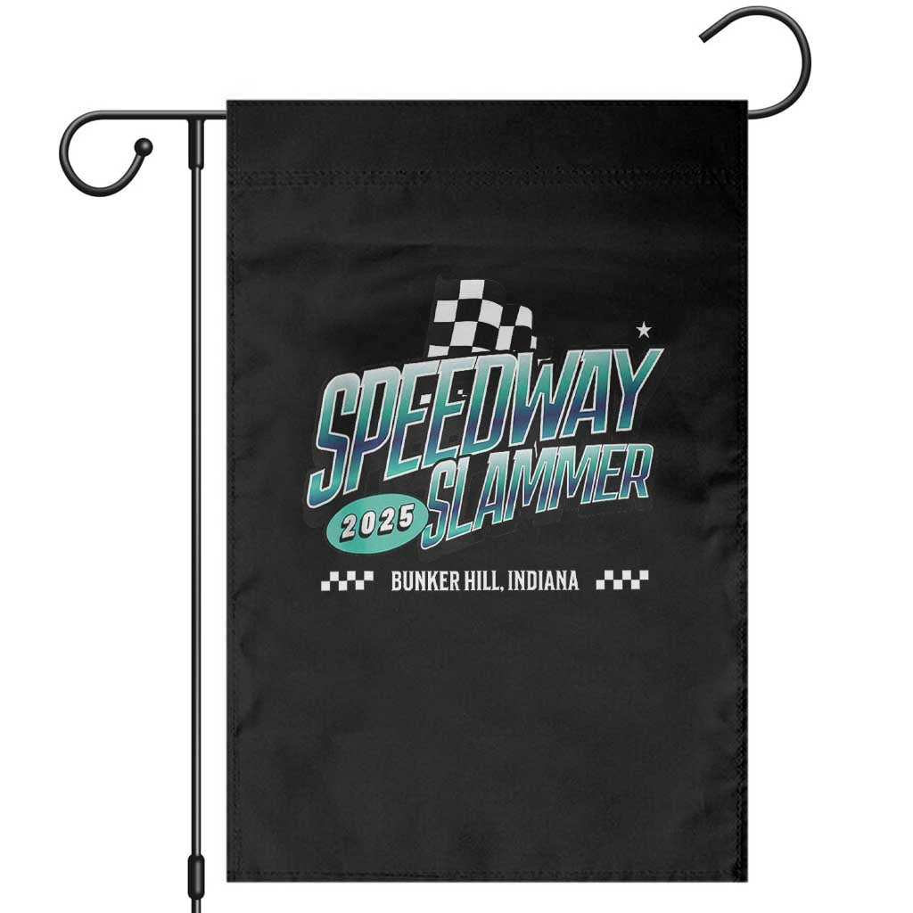 Speedway Slammer 2025 Garden Flag Bunker Hill Indiana TS02 Black Print Your Wear