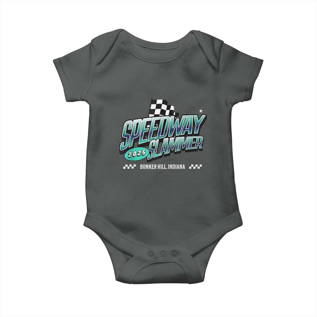 Speedway Slammer 2025 Baby Onesie Bunker Hill Indiana TS02 Dark Heather Print Your Wear