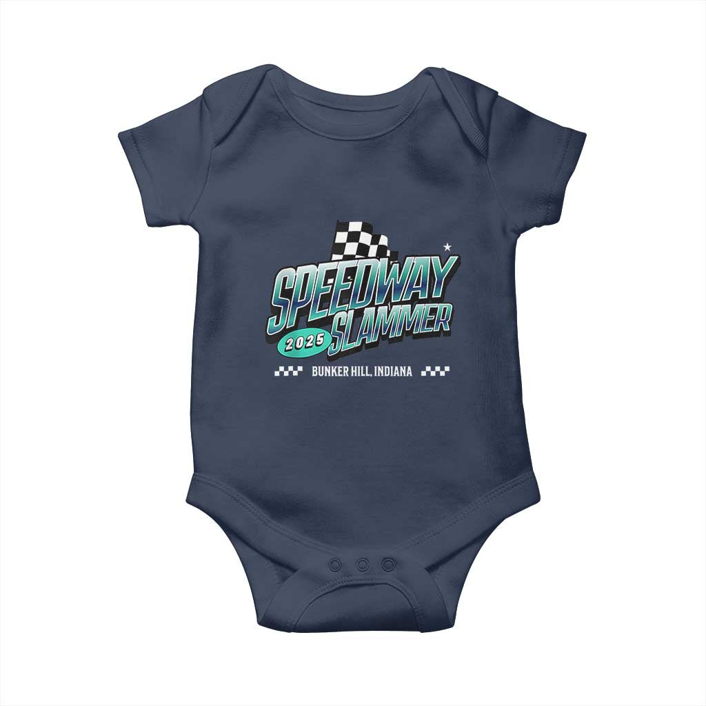 Speedway Slammer 2025 Baby Onesie Bunker Hill Indiana TS02 Navy Print Your Wear