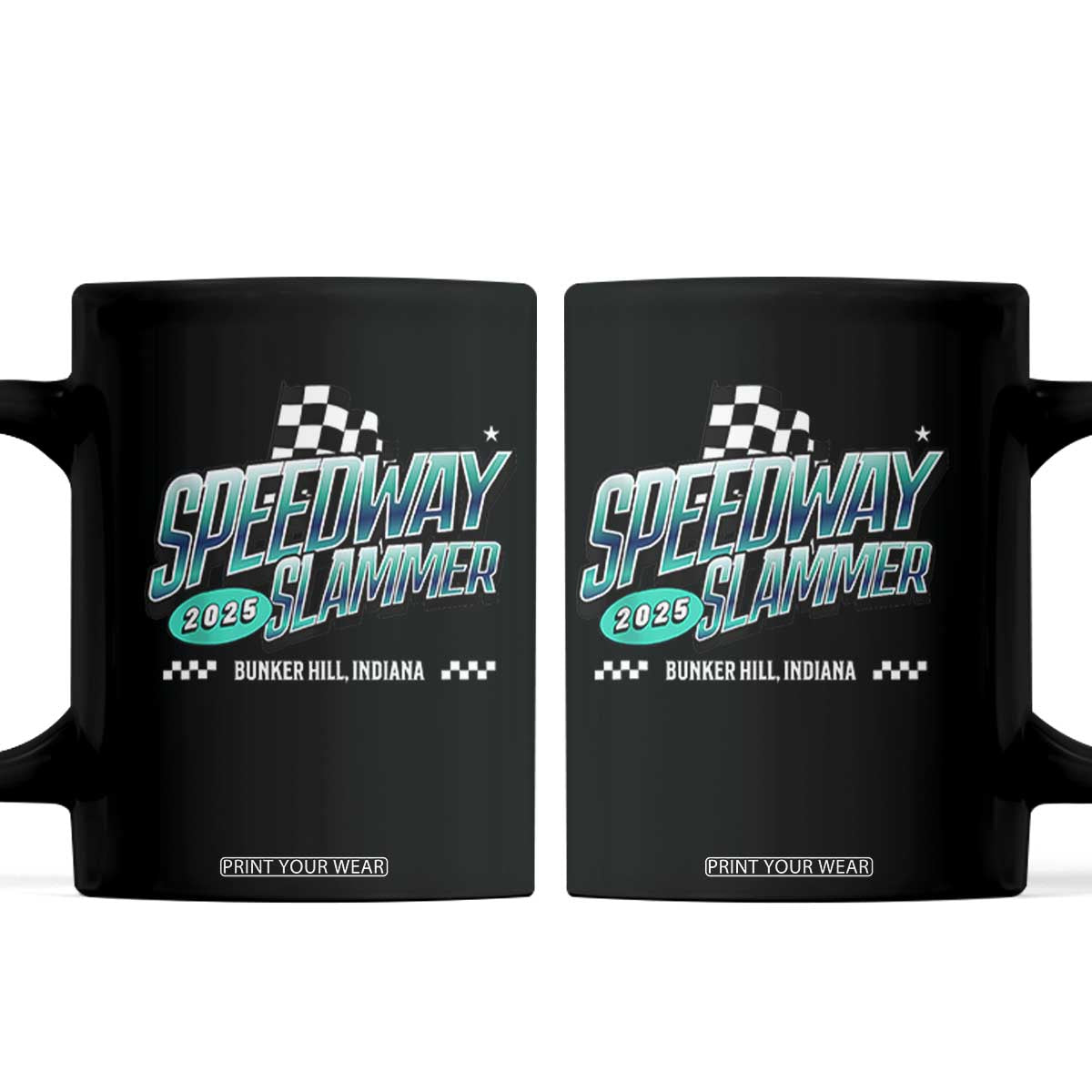 Speedway Slammer 2025 Coffee Mug Bunker Hill Indiana TS02 Black Print Your Wear