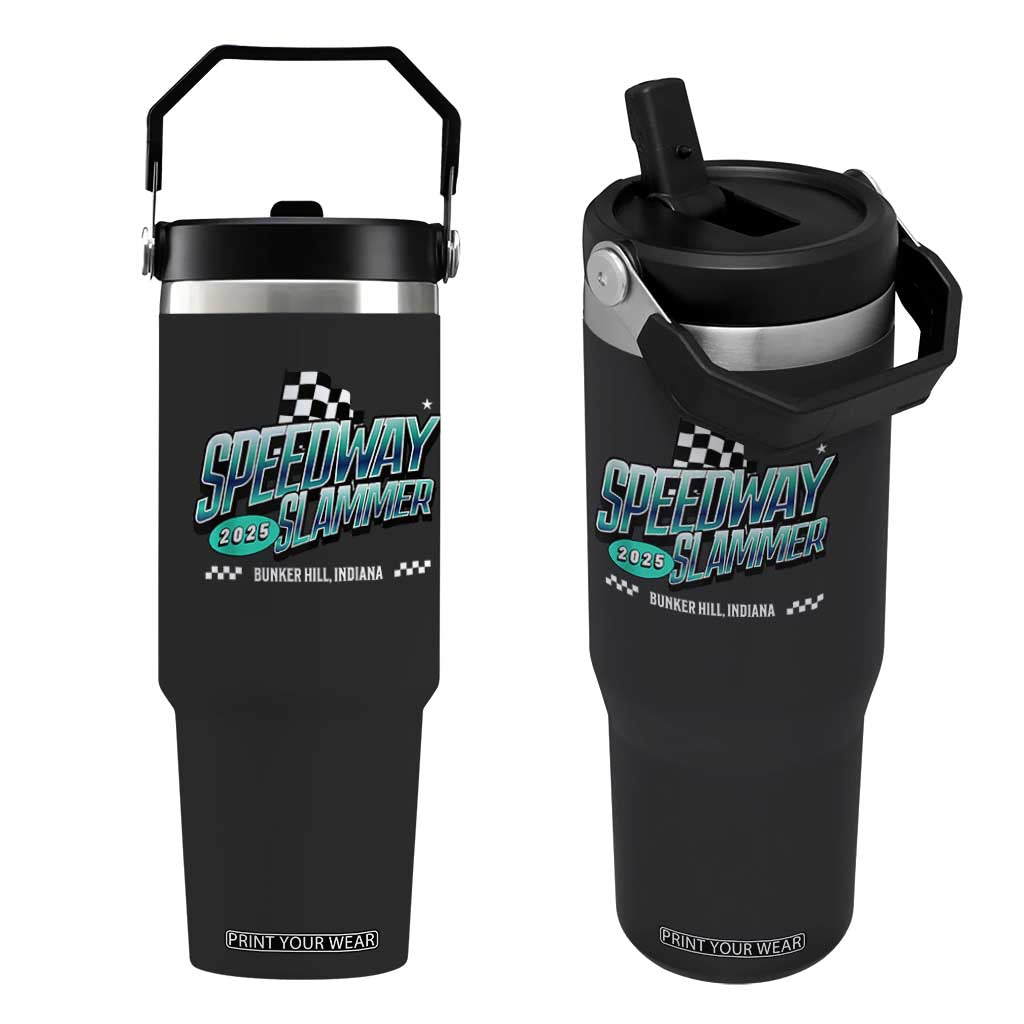 Speedway Slammer 2025 Flip Straw Tumbler Bunker Hill Indiana TS02 One Size: 30 oz Black Print Your Wear