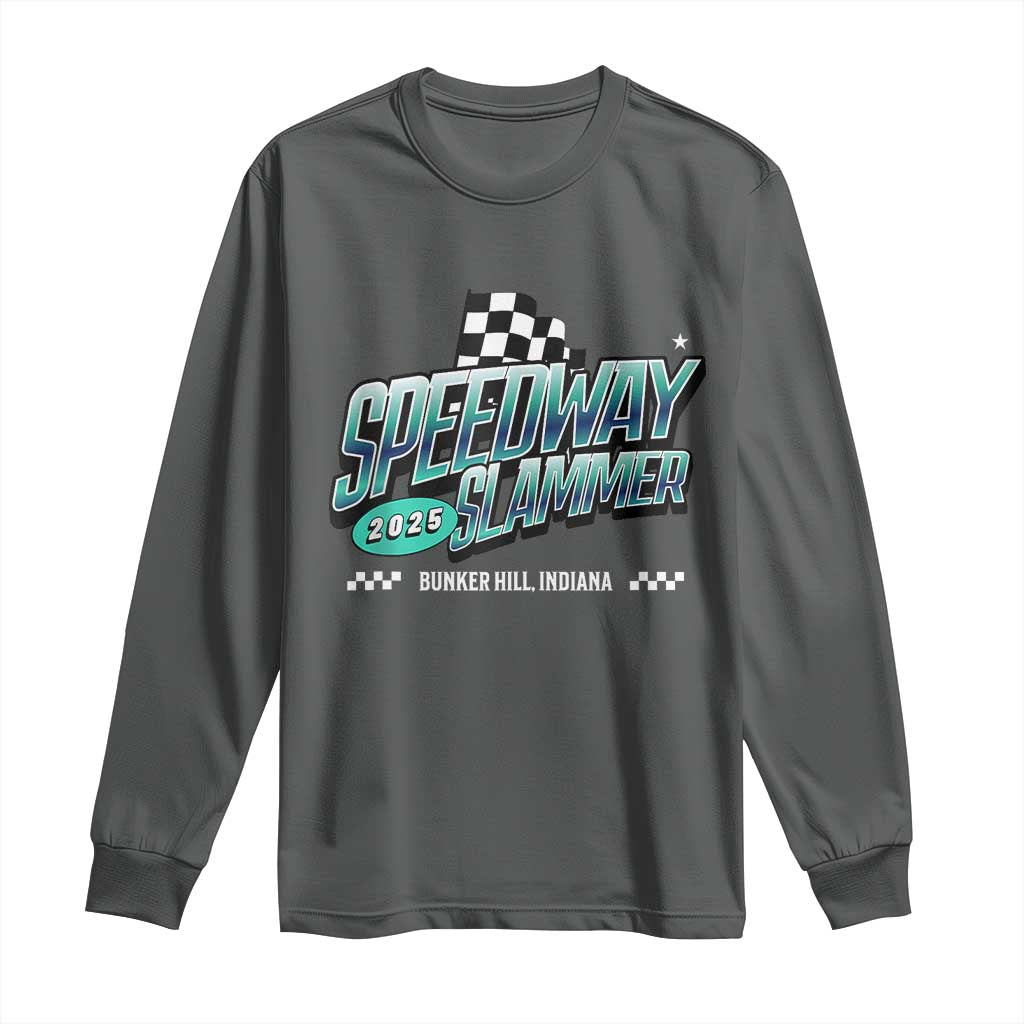Speedway Slammer 2025 Long Sleeve Shirt Bunker Hill Indiana TS02 Dark Heather Print Your Wear