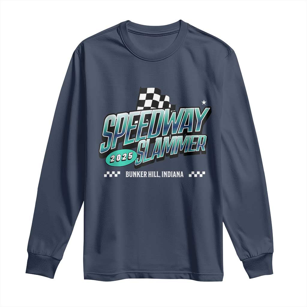 Speedway Slammer 2025 Long Sleeve Shirt Bunker Hill Indiana TS02 Navy Print Your Wear