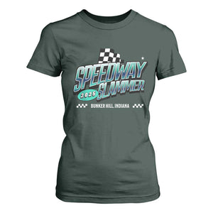Speedway Slammer 2025 T Shirt For Women Bunker Hill Indiana TS02 Dark Forest Green Print Your Wear
