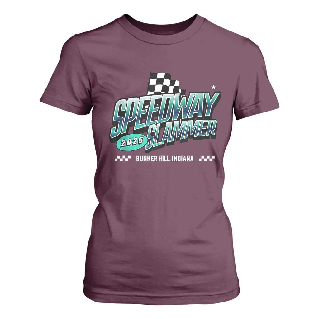 Speedway Slammer 2025 T Shirt For Women Bunker Hill Indiana TS02 Maroon Print Your Wear
