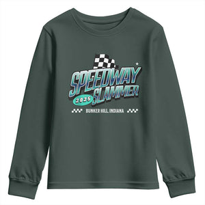 Speedway Slammer 2025 Youth Sweatshirt Bunker Hill Indiana TS02 Dark Forest Green Print Your Wear