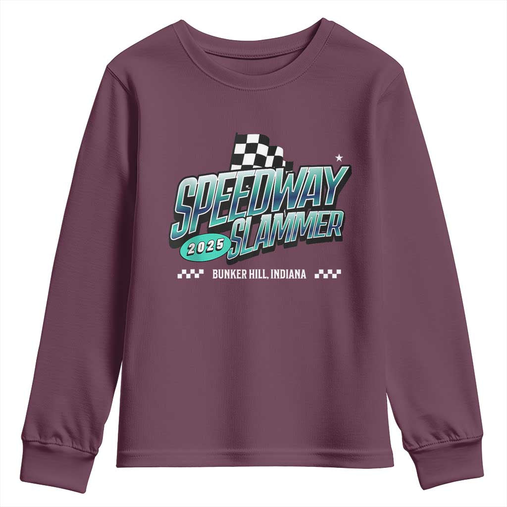 Speedway Slammer 2025 Youth Sweatshirt Bunker Hill Indiana TS02 Maroon Print Your Wear