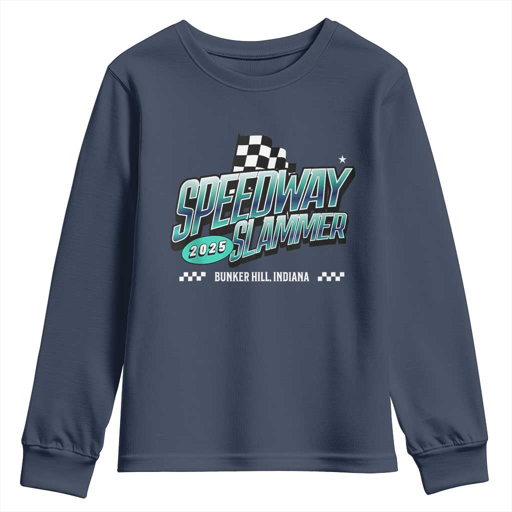 Speedway Slammer 2025 Youth Sweatshirt Bunker Hill Indiana TS02 Navy Print Your Wear