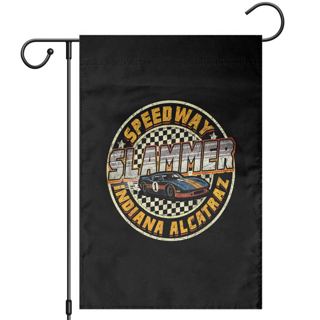 Speedway Slammer 2025 Garden Flag Indiana Alcatraz Retro Vintage Racing Graphic TS02 Black Print Your Wear