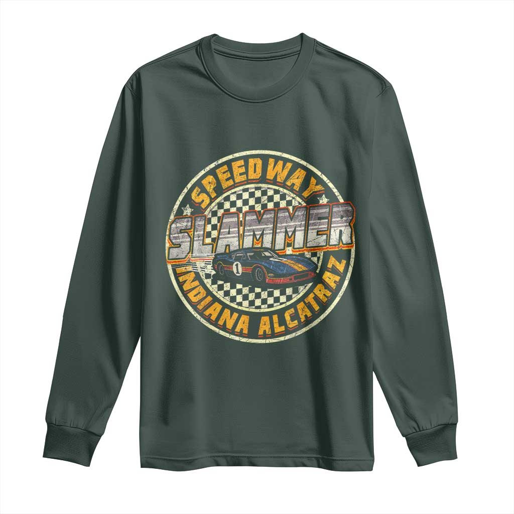 Speedway Slammer 2025 Long Sleeve Shirt Indiana Alcatraz Retro Vintage Racing Graphic TS02 Dark Forest Green Print Your Wear